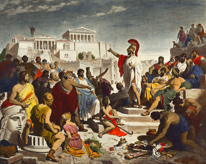 Discurso_funebre_pericles Tavla som illustrerar direkt demokrati i Athen, 276 f.v.t.